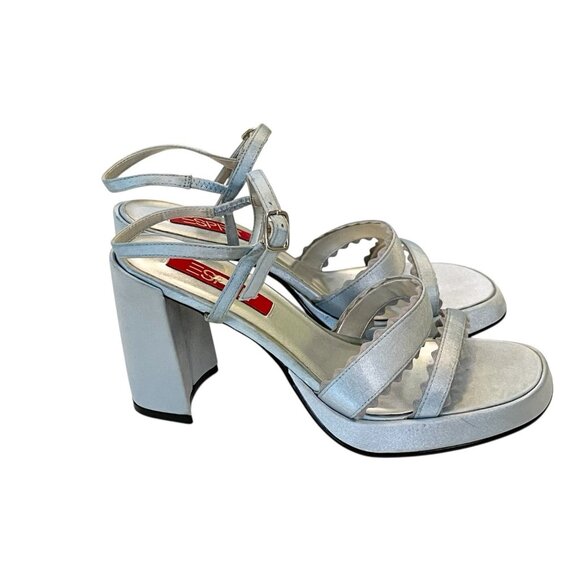 Vintage 90s y2k Esprit Chunky Platform Sandals Strappy Heels Escapade Blue 8 - Picture 6 of 10